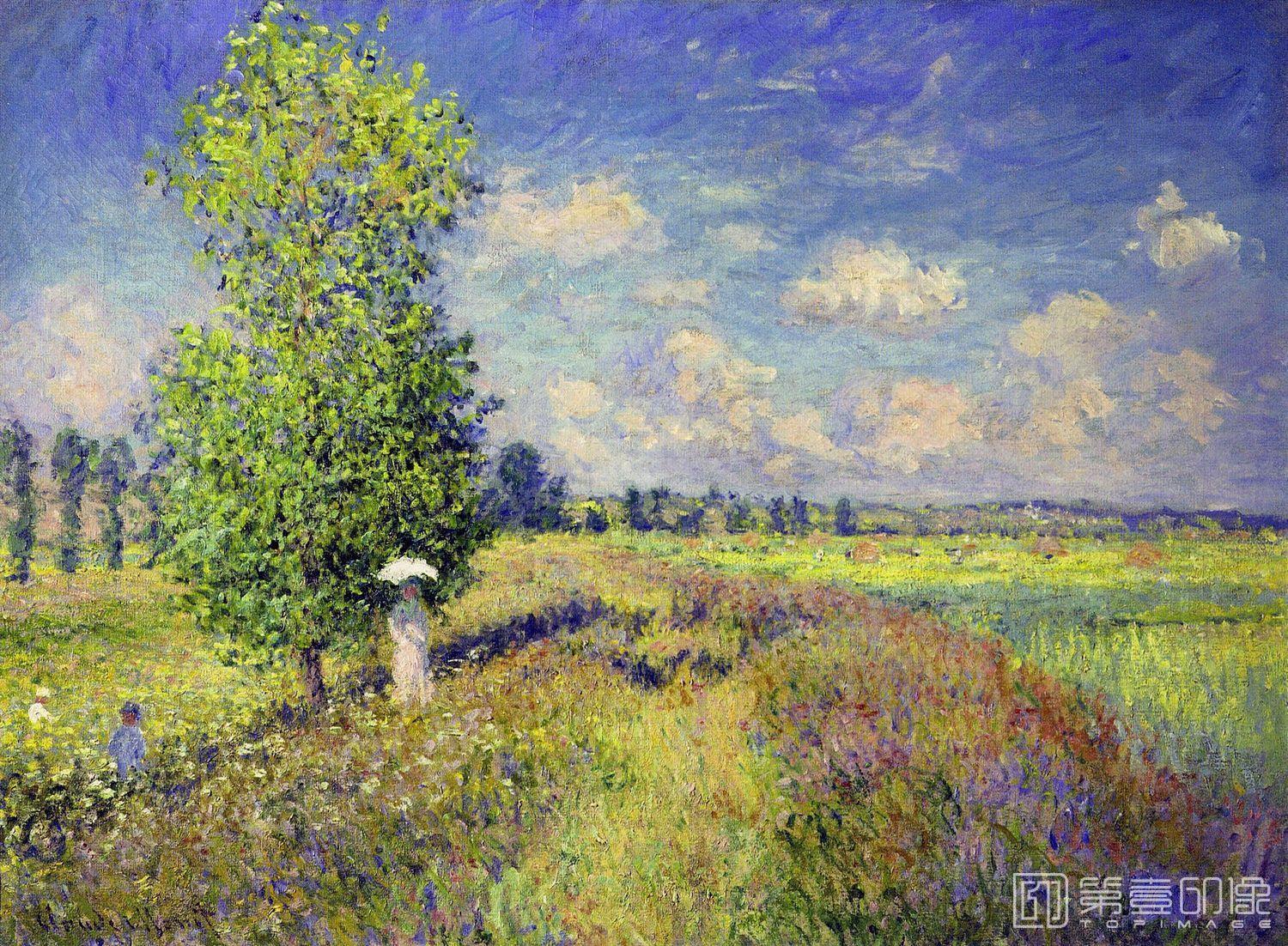 西方-莫奈-the summer, poppy field, 1875-克劳德·莫奈-油画作品-第